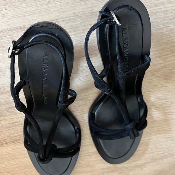 Alexander McQueen Suede Cutout Accent T-Strap Sandals  39.5 US 9.5 (fits small) - Picture 6 of 12